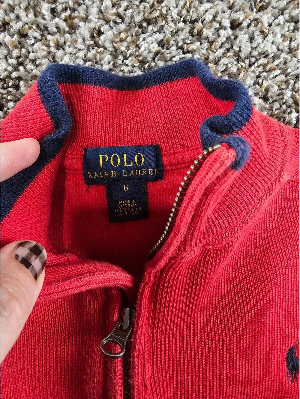 Polo Ralph Lauren Boys Sz 6 Pullover Cotton Sweater 1/4 Zip Red Preppy